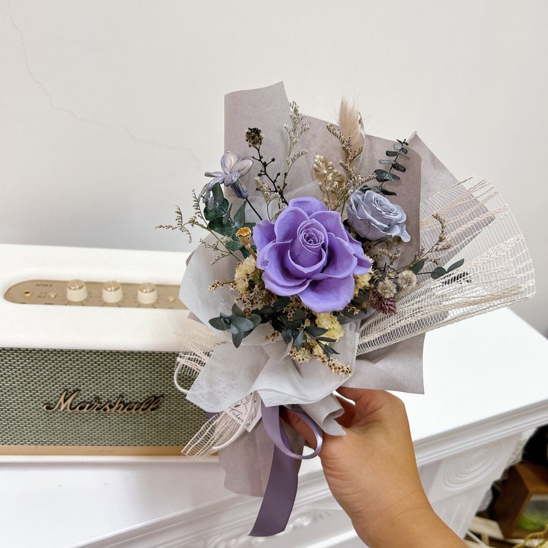 静谧紫永生花束 永生花 干燥花 告白 毕业  生日花束 附提袋 - 干燥花/捧花 - 植物．花 紫色