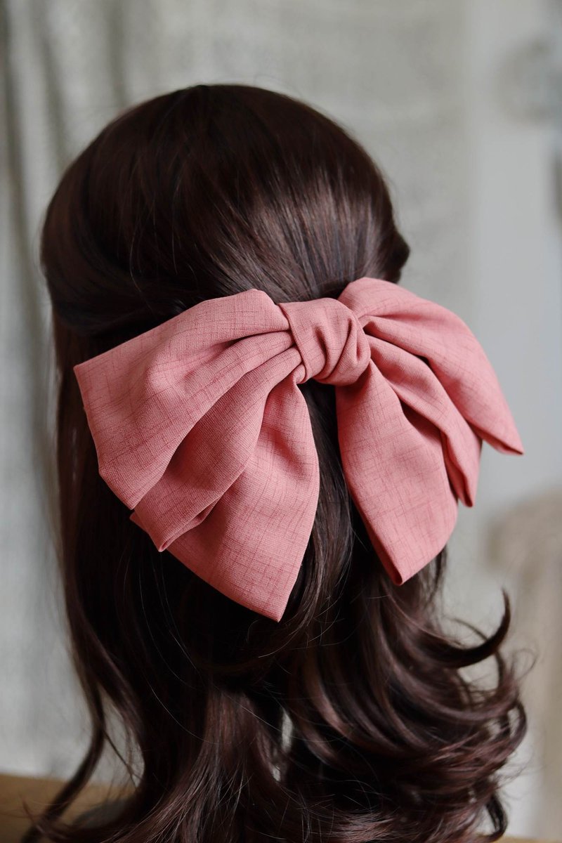 复古手作超大蝴蝶结弹簧夹发饰头饰 - 发饰 - 其他材质 