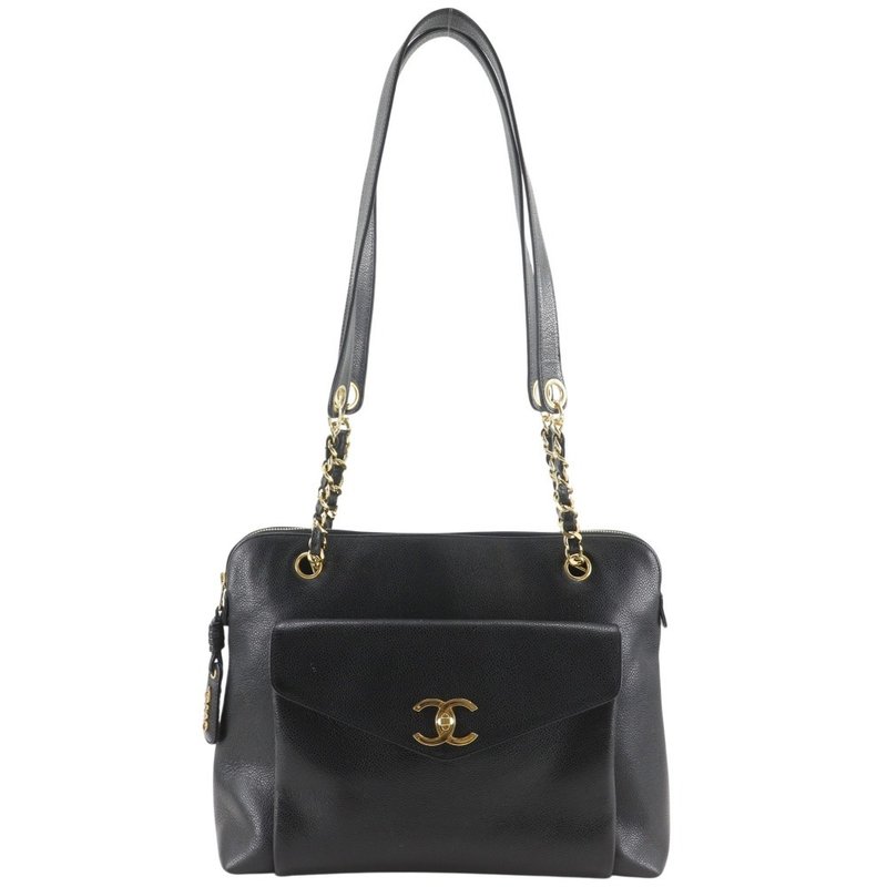 【日本直送】香奈儿 CHANEL 经典链带托特包 托特包 COCO 标志 鱼子酱皮革 黑色 女仕【二手】 - 手提包/手提袋 - 真皮 黑色