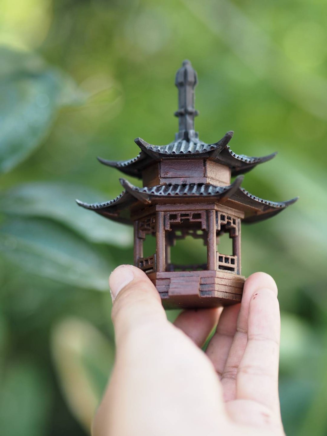 Japanese pavilion model scale model for diorama or home and garden decoration - 摆饰 - 木头 咖啡色