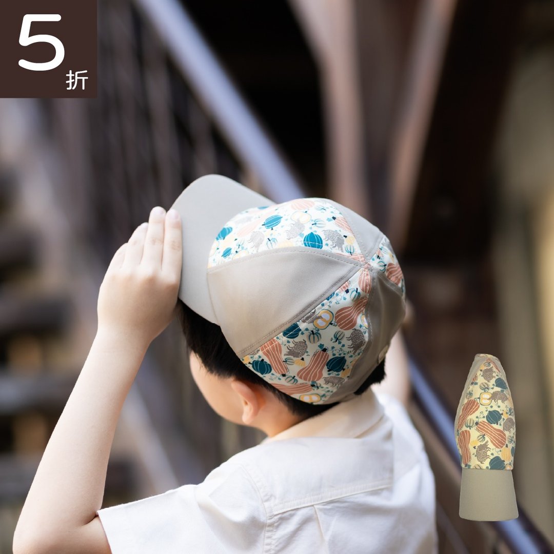 5 折加购卡其色弯檐儿童球帽 - 吸湿排汗 动物印花 软帽檐 环保 调节 - 帽子 - 环保材料 