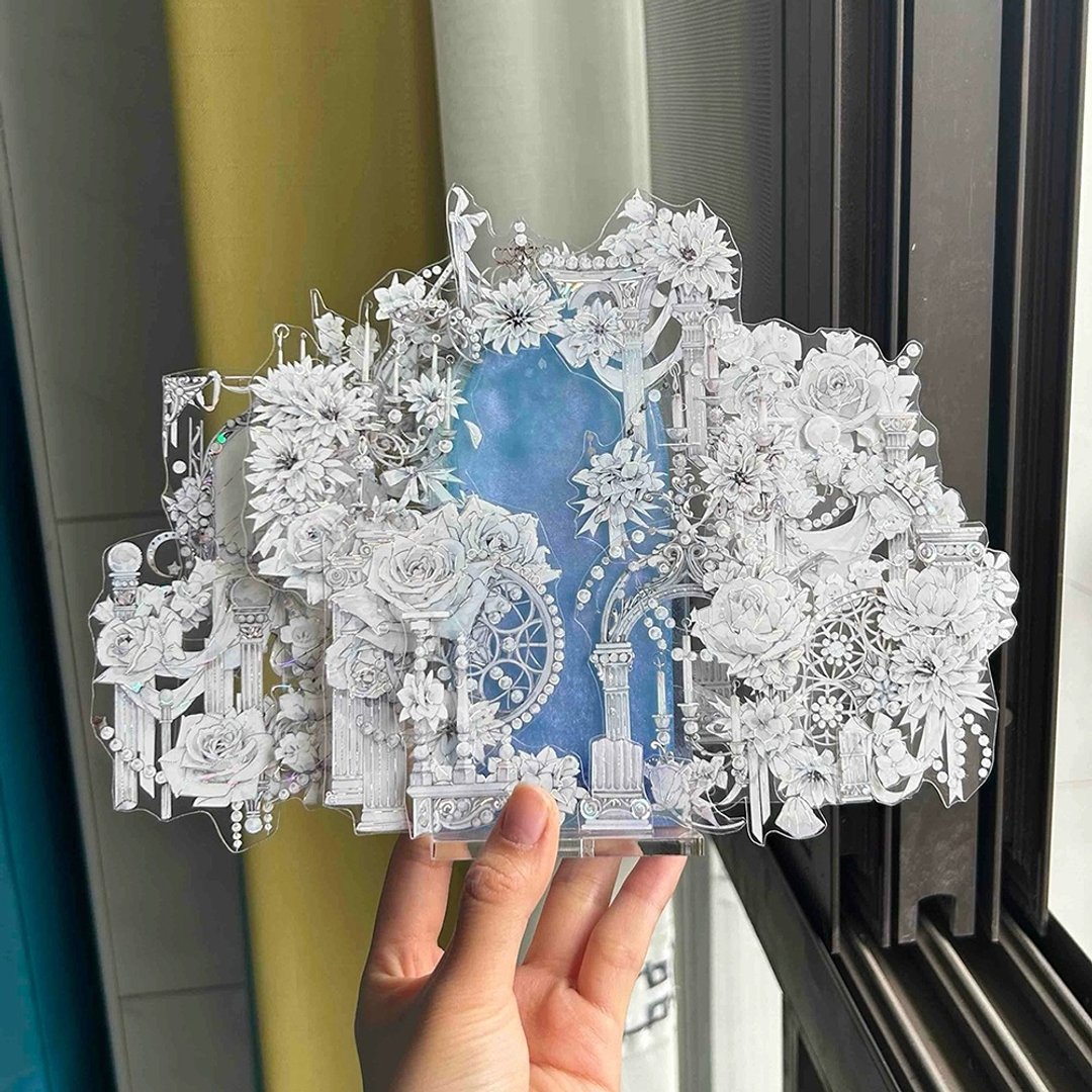OKMT新七天X二妃 原创流麻咕卡贴纸PET手帐胶带贝壳光 月光之城 - 纸胶带 - 塑料 银色