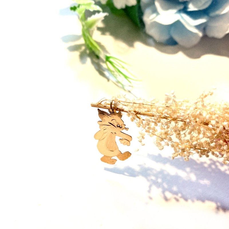 Eli Jewelry意大利进口正18K金 经典Tom Cat汤姆猫18K金坠头坠子 - 项链 - 贵金属 金色