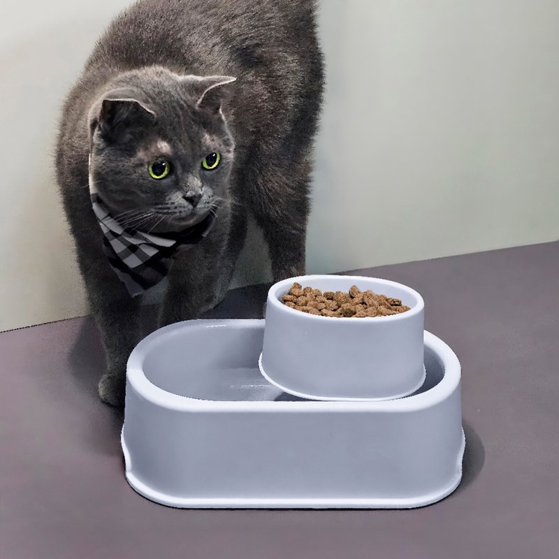 宠物防蚁碗，食品级 100%，水碗和食物碗二合一，灰，蓝色。 - 碗/碗架 - 塑料 灰色