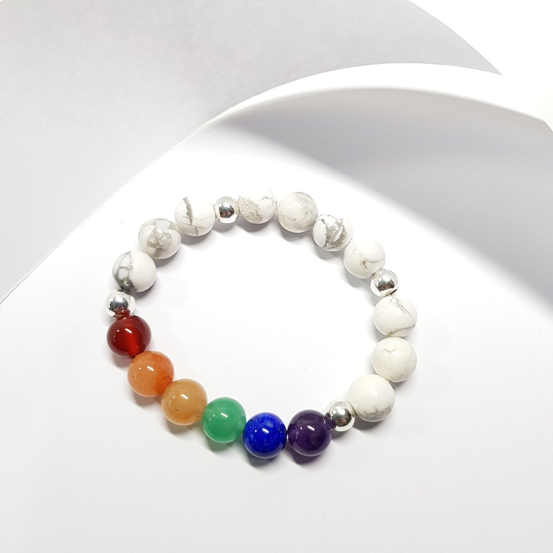 彩虹Rainbow_玛瑙_黄玉_东陵石_天河石_青金石_紫水晶纯银手环_大 - 手链/手环 - 宝石 多色