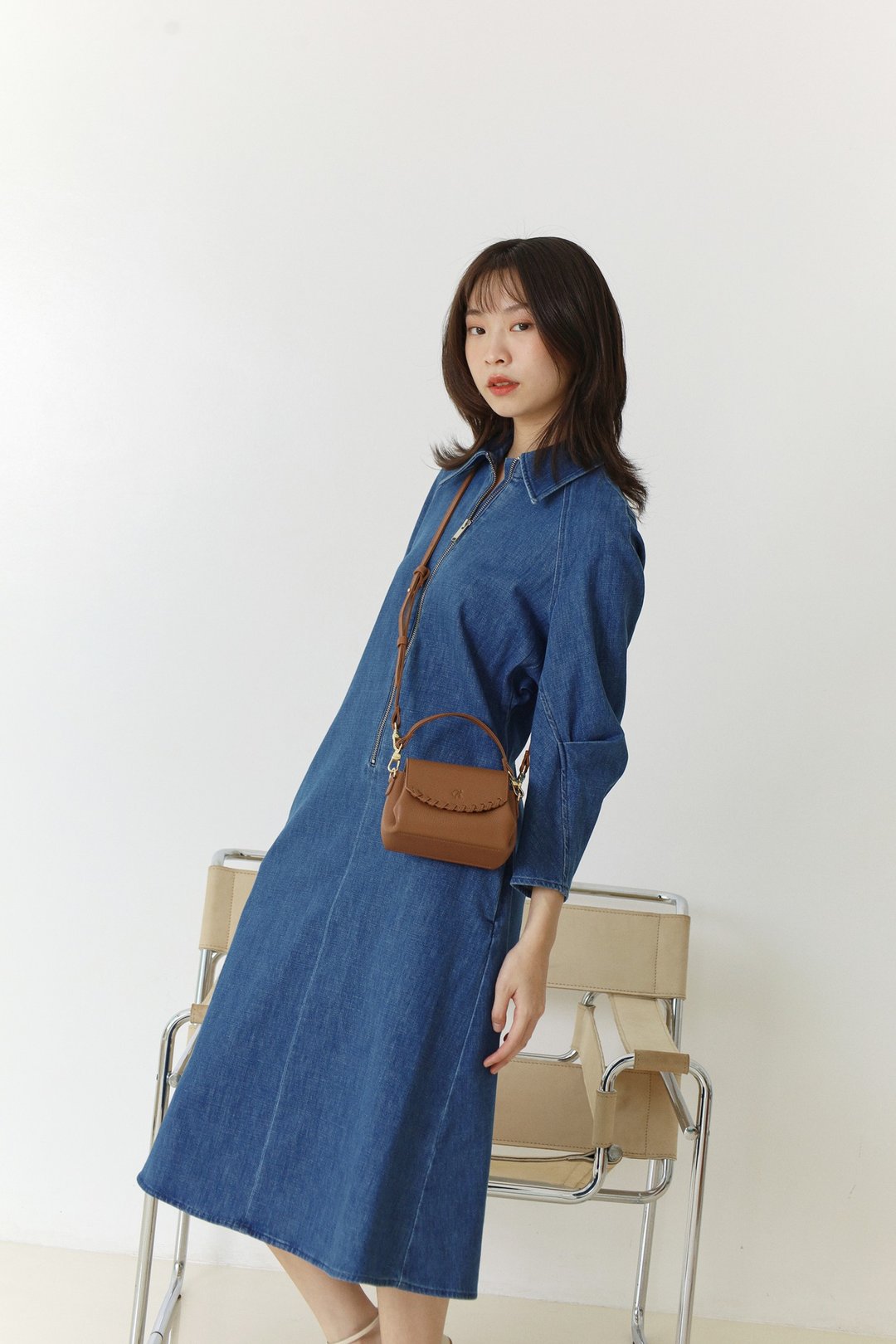 Canele (Oak brown): Mini bag, Crossbody bag, Cow Leather wallet, soft leather - 皮夹/钱包 - 真皮 咖啡色