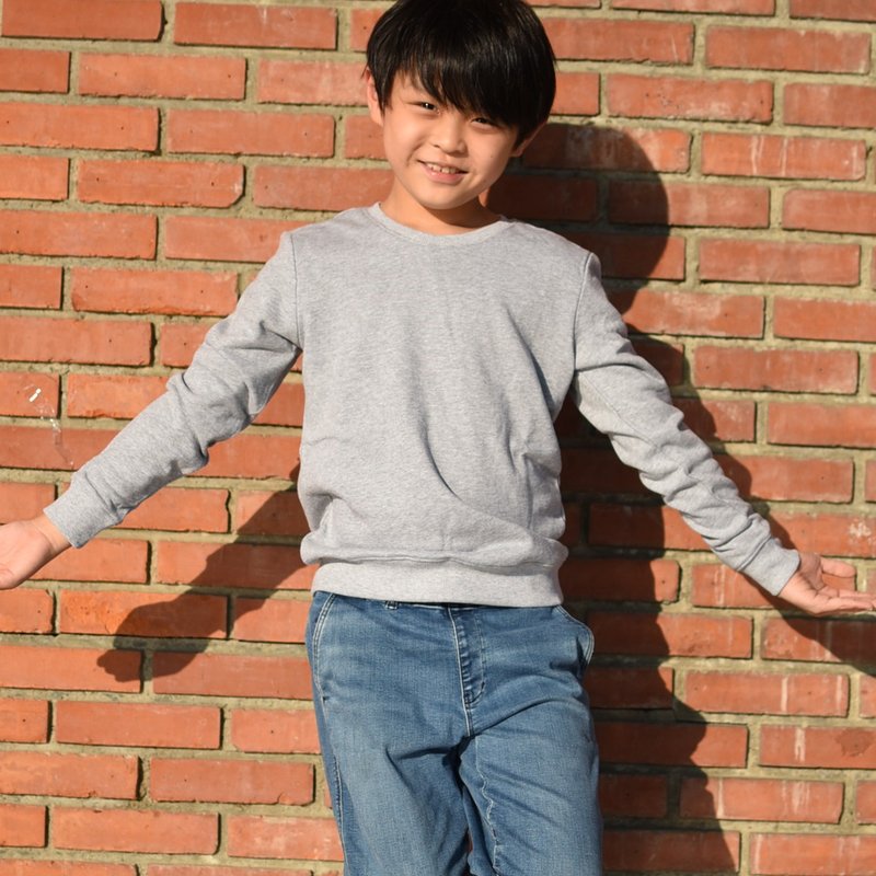 儿童 / 大学T - 中性连帽卫衣/T 恤 - 棉．麻 灰色