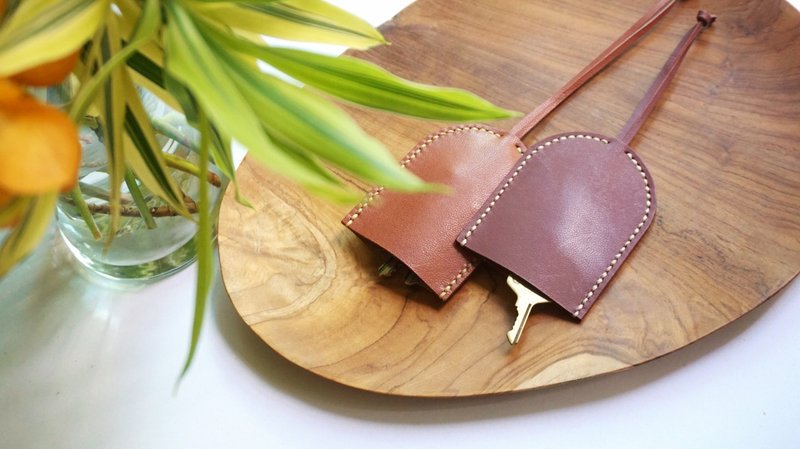 Customized Gift Leather Key Pouch, Key Case, Bell shape Key Holder with strap - 钥匙链/钥匙包 - 真皮 咖啡色