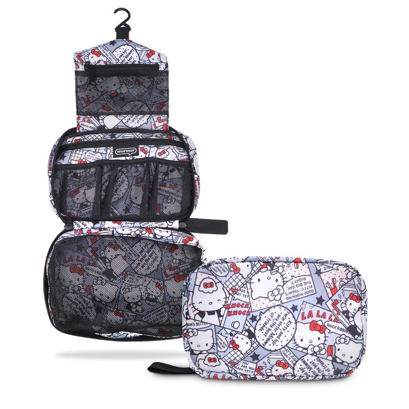 murmur旅行收纳三折盥洗包 | Hello Kitty 漫画 - 化妆包/杂物包 - 聚酯纤维 灰色