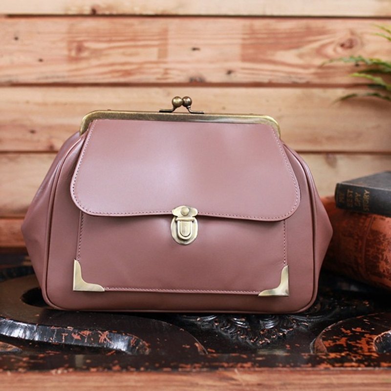 GT Sincere 真皮口金包-mini (鲑鱼粉) - 侧背包/斜挎包 - 真皮 咖啡色