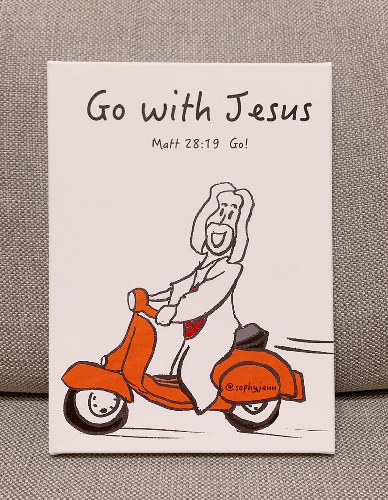 Go with Jesus  跟上耶稣 挂画 伟士牌 基督教 follow - 电子手绘真人画像/绘画/插画 - 木头 