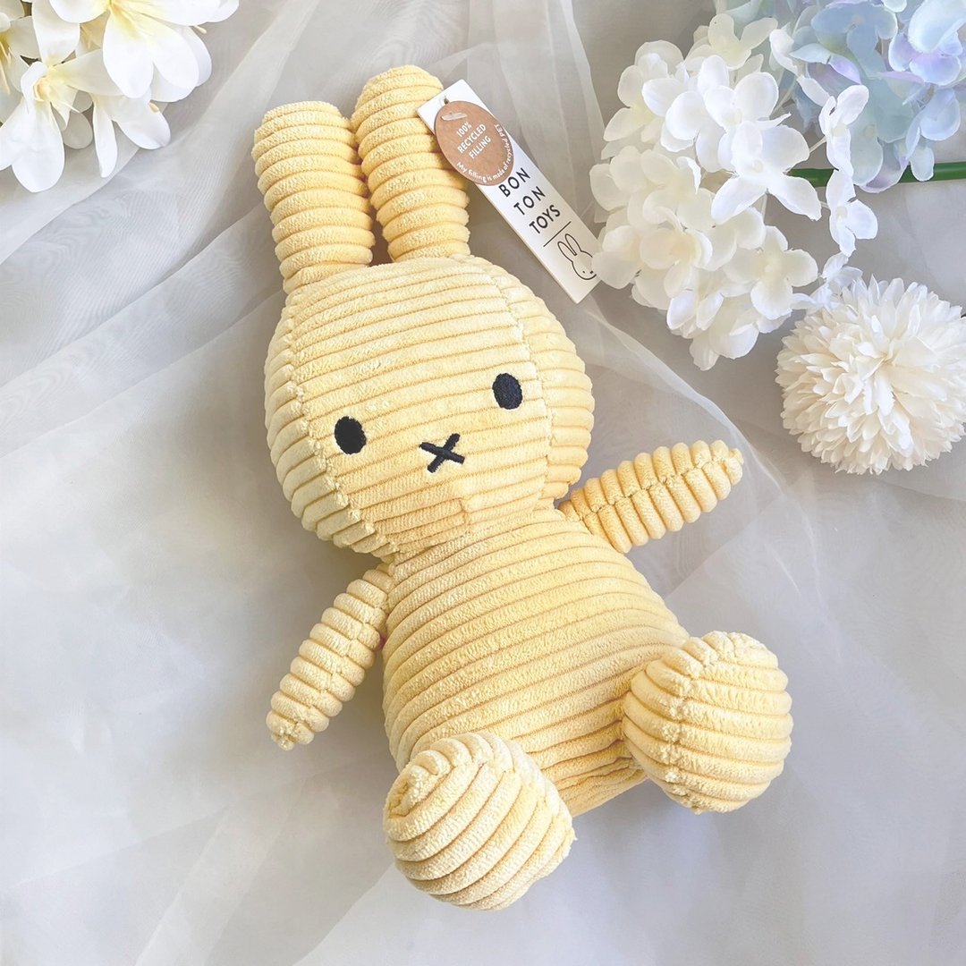 BON TON TOYS 米菲兔ECO灯芯绒填充玩偶-奶油黄23cm - 玩偶/公仔 - 聚酯纤维 黄色