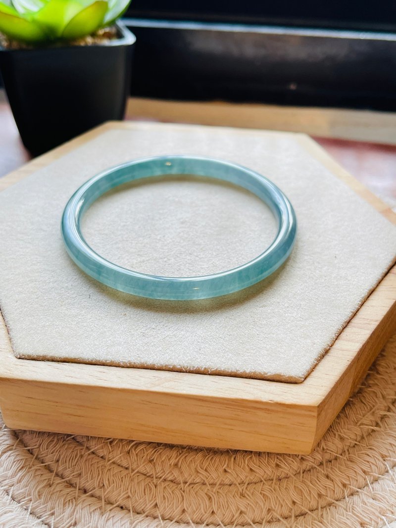 蓝水翡翠//高冰底光感强、天然翡翠、内径54.3、17.3围 - 手链/手环 - 玉石 