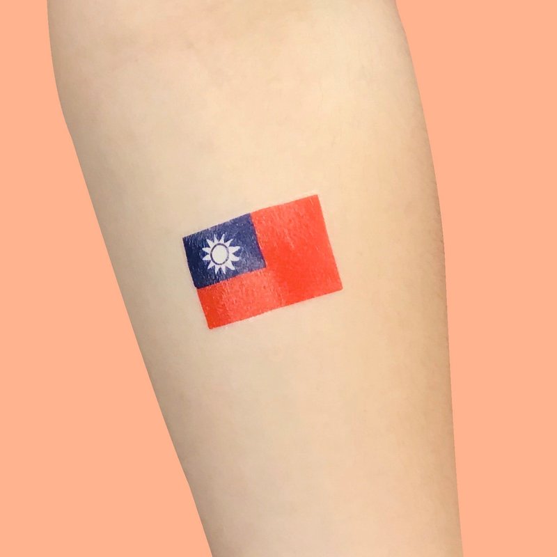 刺青纹身贴纸 -  台湾 国旗 2入 - 纹身贴 - 纸 红色