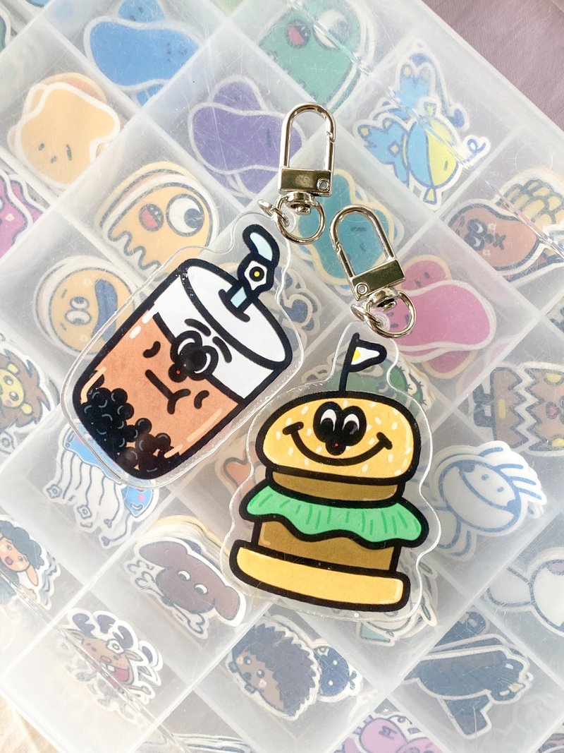 蛋蛋美食压克力吊饰#2款设计 - 钥匙链/钥匙包 - 压克力 