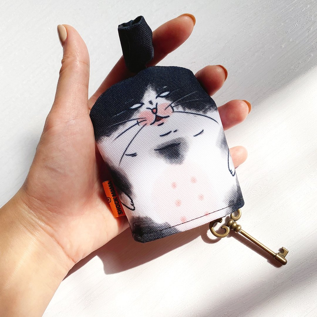 蛋定猫猫 钥匙收纳包 钥匙包 防泼水 - 钥匙链/钥匙包 - 聚酯纤维 黑色