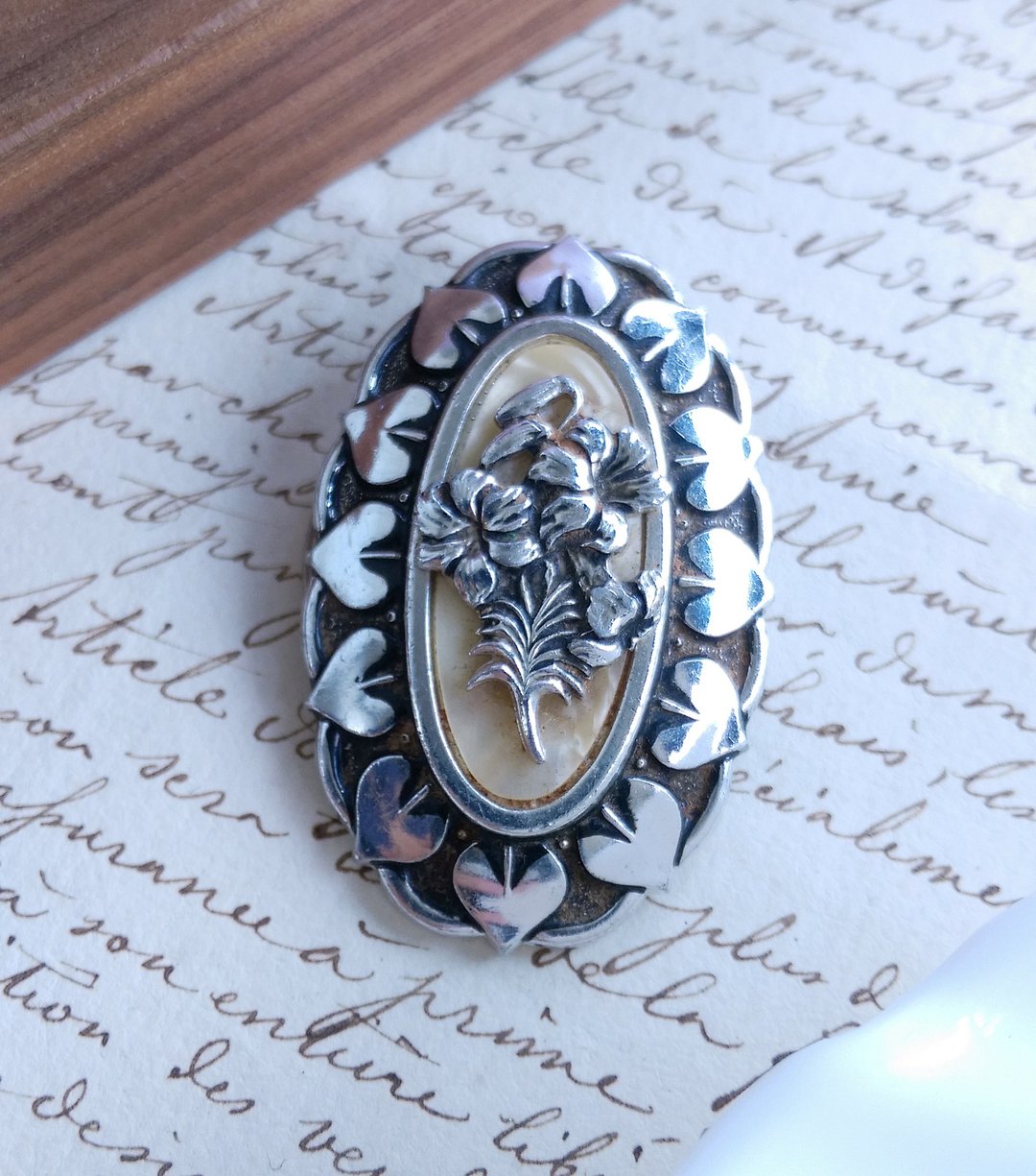 Vintage Jewelry 银色调  椭圆 优美  花卉 围巾夹 丝巾扣 丝巾夹 - 其他 - 其他金属 金色