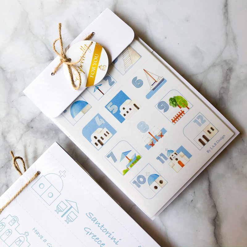 无时效日付贴纸-希腊 圣托里尼款 - 贴纸 - 纸 白色