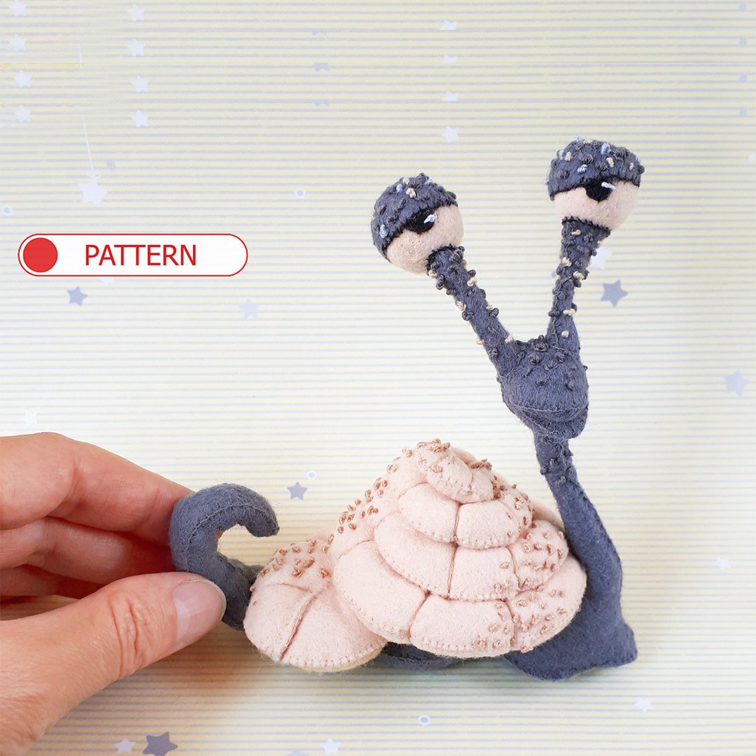 Snail toys felt pattern sewing, Animal stuffed toys nursery decor neutral - 线上课程/教学影片 - 羊毛 