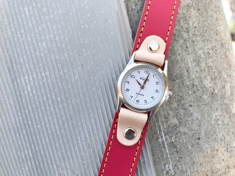 STITCH Unique mixed color stitch run watch unisex SRW-RGW-YS - 女表 - 真皮 红色