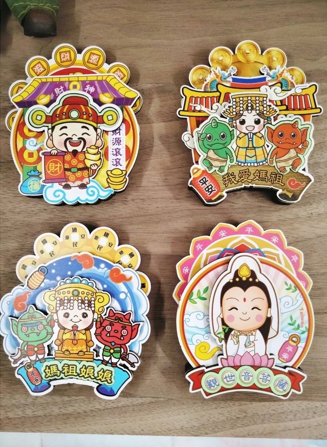 神明系列大转动冰箱贴  专利设计 妈祖 观世音财神 - 冰箱贴/磁贴 - 木头 多色