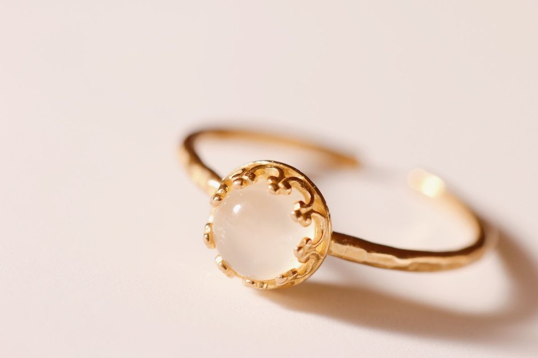 Moonstone Fullmoon ring - 戒指 - 半宝石 白色