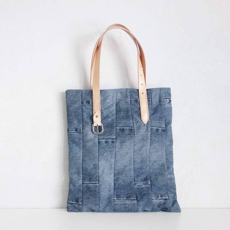 Jeans 帆布托特包 手提包 牛仔 通勤 生日 閨蜜交換 聖誕節禮物 - 手提包/手提袋 - 棉．麻 灰色