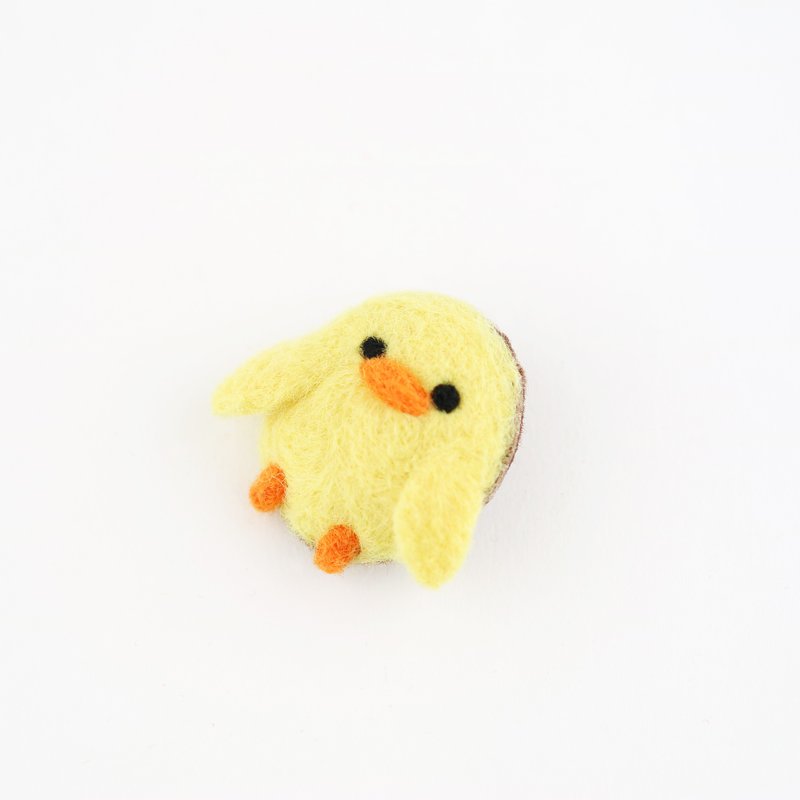 [动物派对别针]-小鸭 - 胸针 - 羊毛 