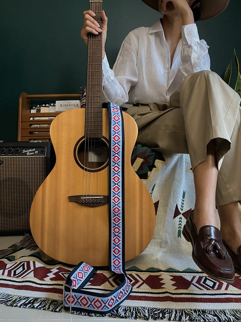 Guitar Strap - Blue diamond-Shape Lego by YES IDID - 吉他配件 - 真皮 蓝色