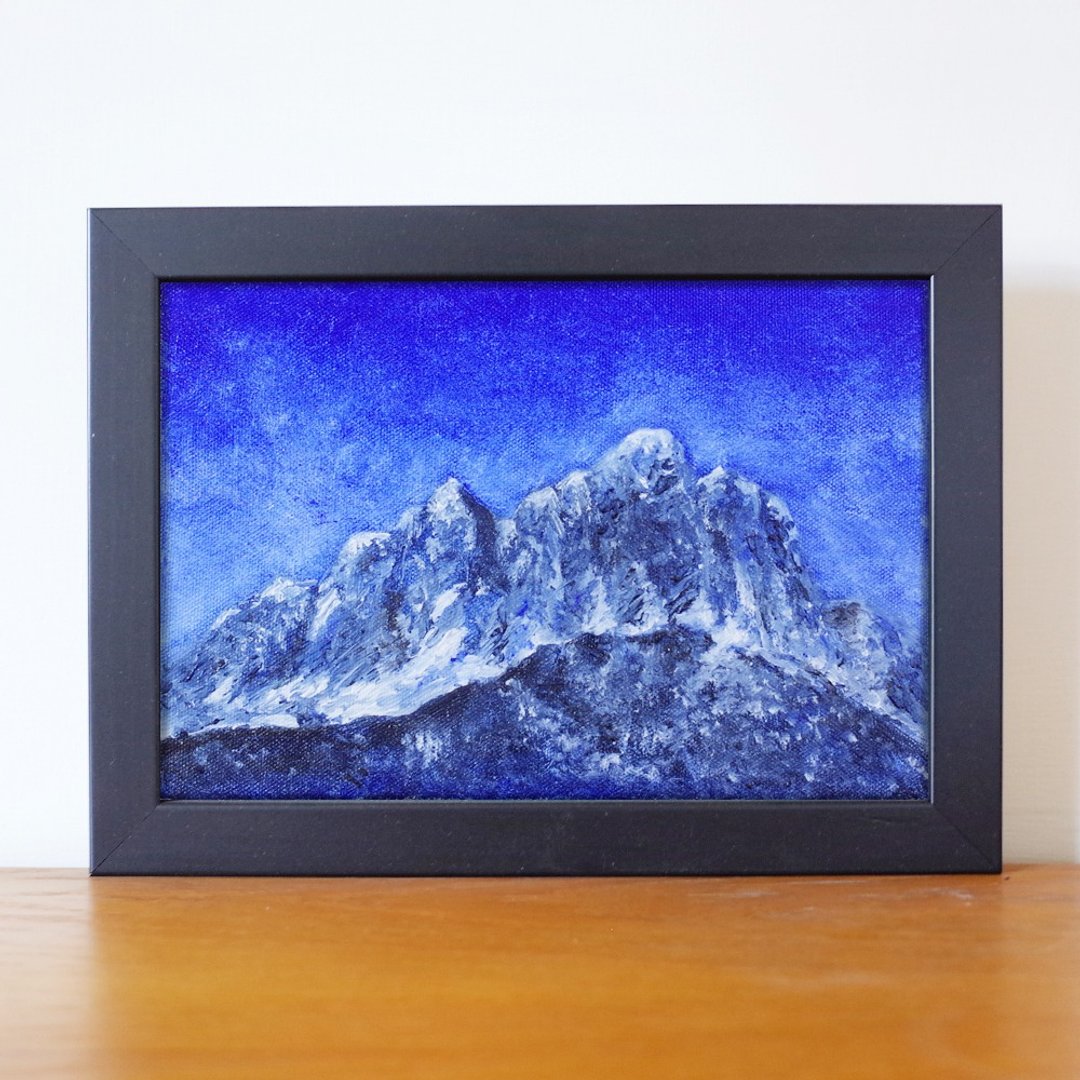 雪山 油画 F1号 含框尺寸约26*19cm - 海报/装饰画/版画 - 颜料 蓝色