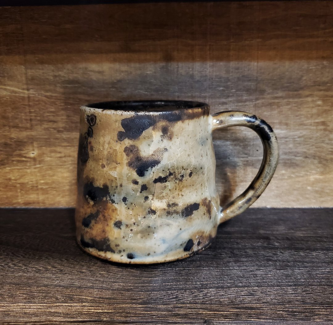 柴烧陶马克杯 / 咖啡杯 / 志野釉 - 咖啡杯/马克杯 - 陶 黑色
