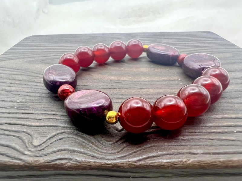 老料舒俱来老红玛瑙晶体朱砂手串/送礼/珍藏 - 手链/手环 - 水晶 红色