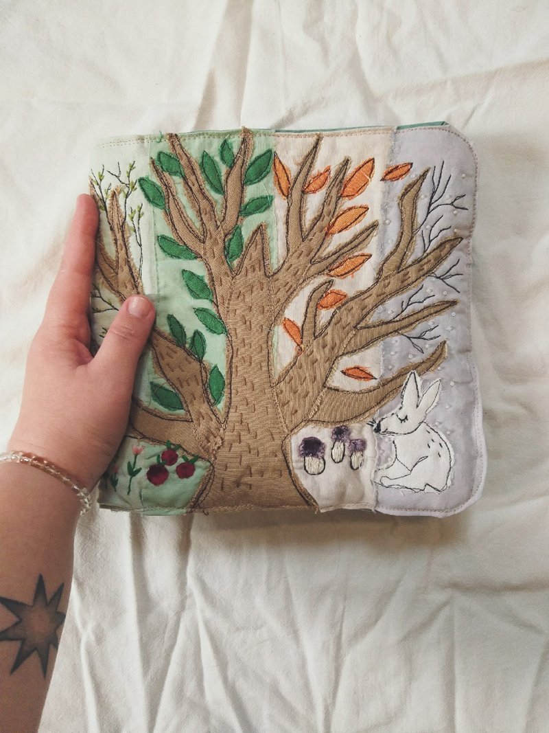 独一无二.私人订制. A gift for the 1st birthday. Book in BOHO style. 4 seasons of nature - 儿童绘本/图书 - 其他材质 绿色