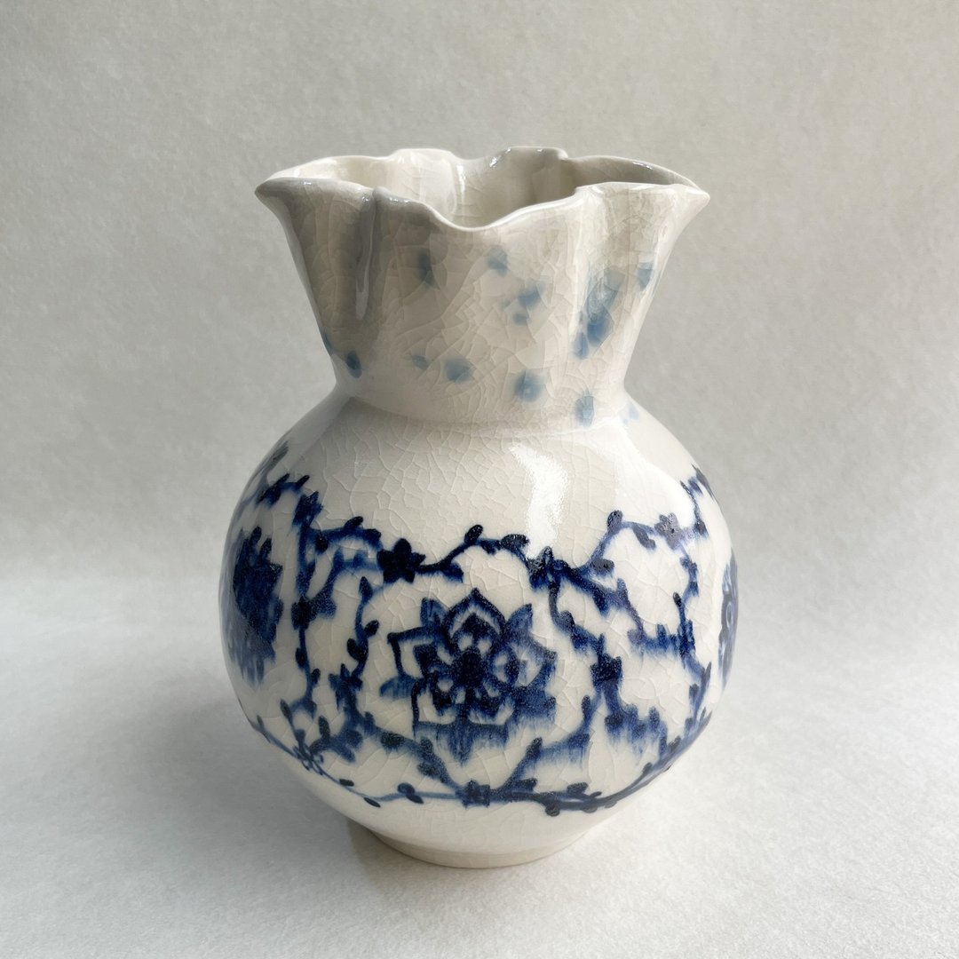 青花瓷。手工陶瓷花瓶 花器 陶艺 花道道具 陶器 新年礼物 - 花瓶/陶器 - 陶 蓝色