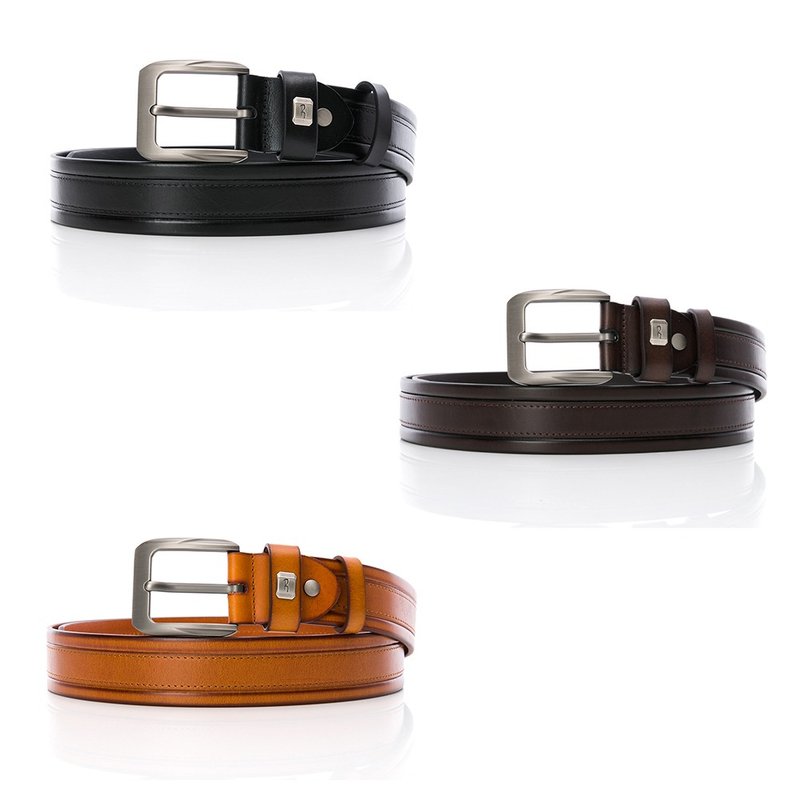 【Roberto Mocali】(RM-8223)扣洞式牛皮皮带-多款任选 - 皮带/腰带 - 真皮 黑色