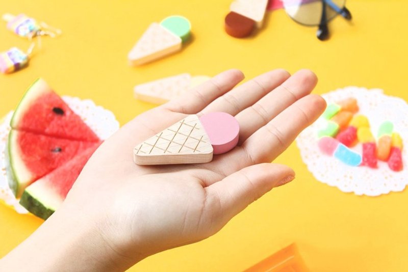 【圣诞定制礼物】USB 原木随身碟 球球冰淇淋 彩色夏天 | 钥匙圈 - U盘 - 木头 多色