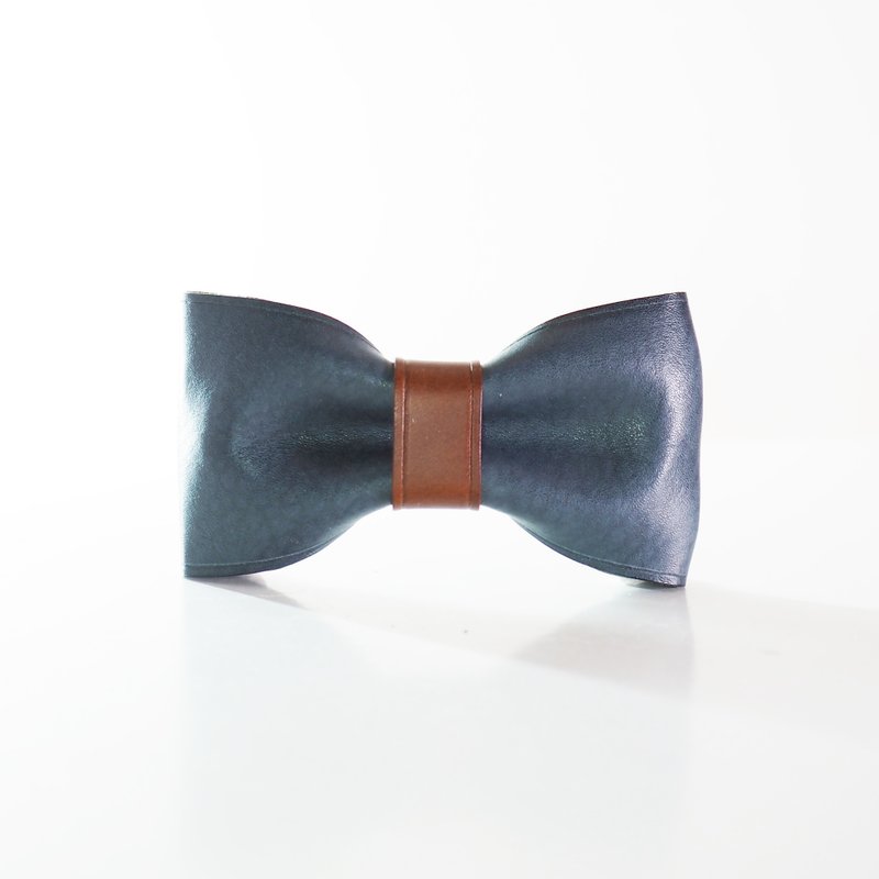 皮革领结 - 蓝啡 - 领结/领巾 - 真皮 蓝色