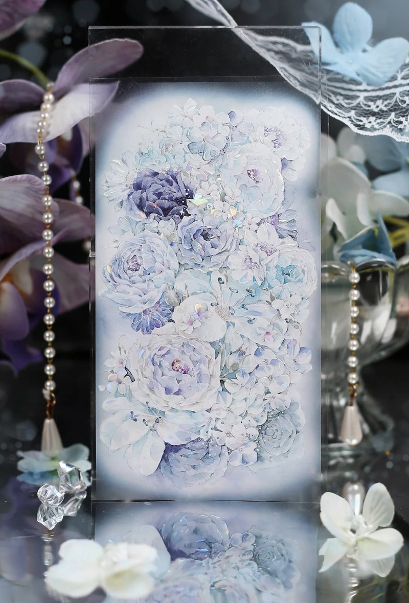 淺夢 静かに息づく 花の夢 PET 和紙膠帶 貝殼光 10米卷 - 纸胶带 - 其他材质 多色