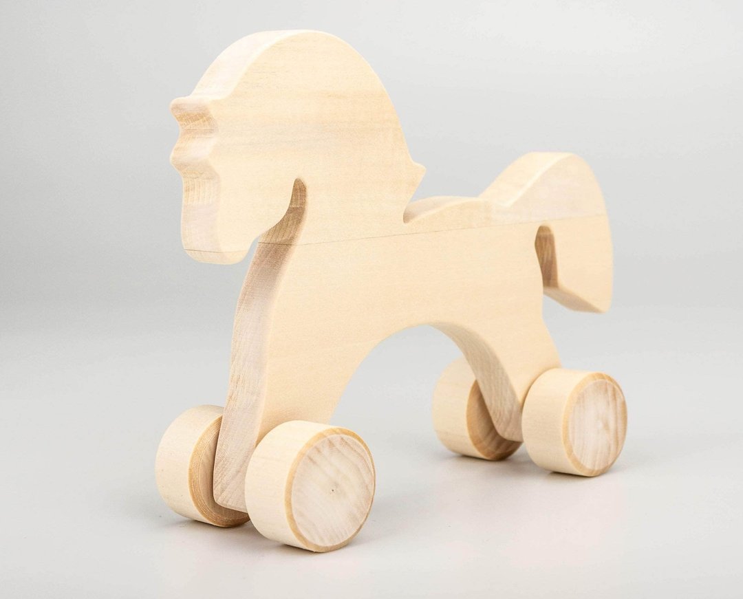 Wooden animal toys on wheels, Unfinished wood toys, Push and pull toy - 玩具/玩偶 - 木头 