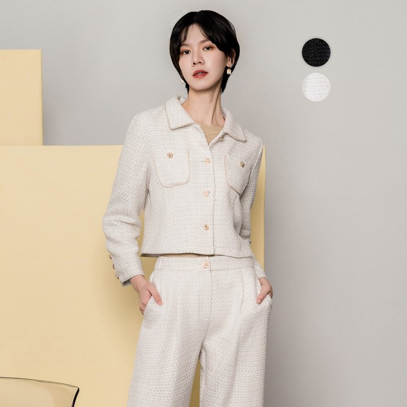 【MEDUSA】金丝混纺编织毛西装外套-2色(M-XL) | 小香风毛 - 女装西装外套/风衣 - 棉．麻 白色