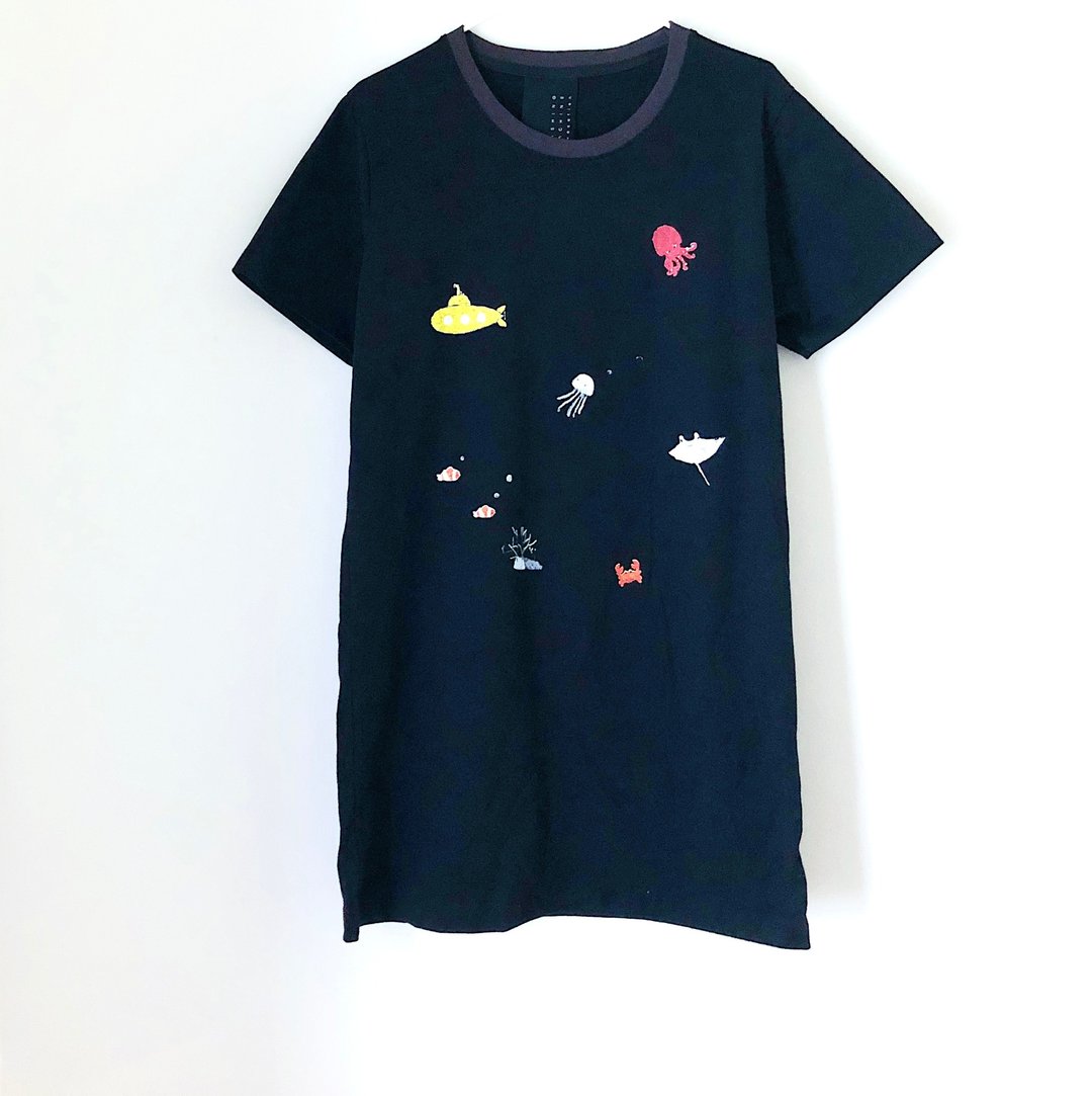 Yellow Submarine~Under the Sea / CROP Top and T-shirt Dress // Black【雙 11 限定】 - 女装 T 恤 - 棉 黑色
