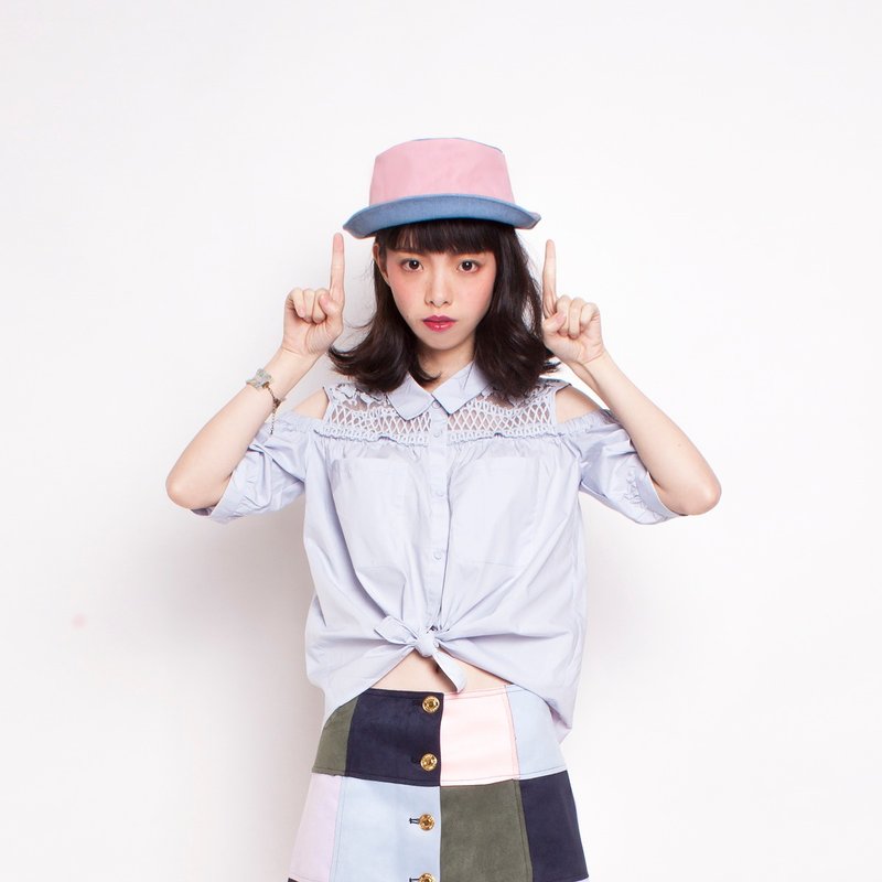 JOJA│[限量] 宁静蓝 x 石英粉 S-M可调式/单面渔夫帽 - 帽子 - 棉．麻 多色