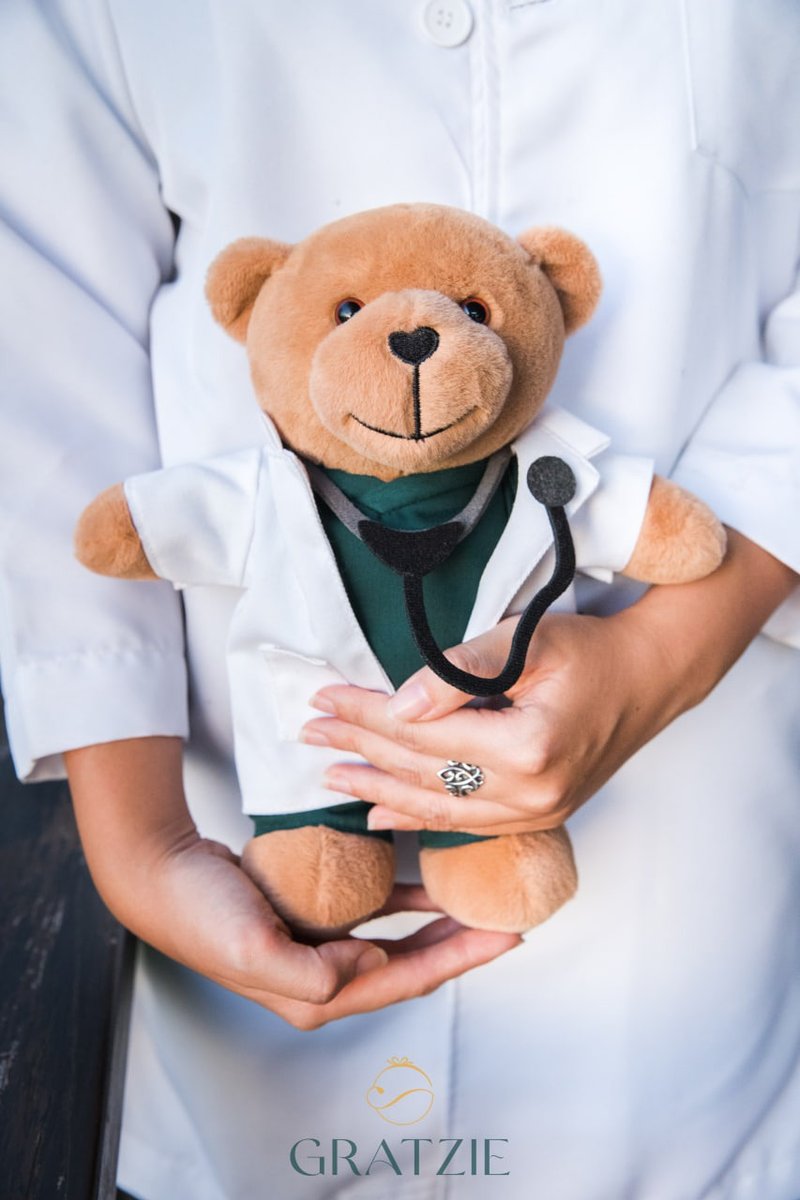 医生熊, 药剂师, 护士, 牙医, 医学生, 毕业礼物 - 玩偶/公仔 - 棉．麻 白色