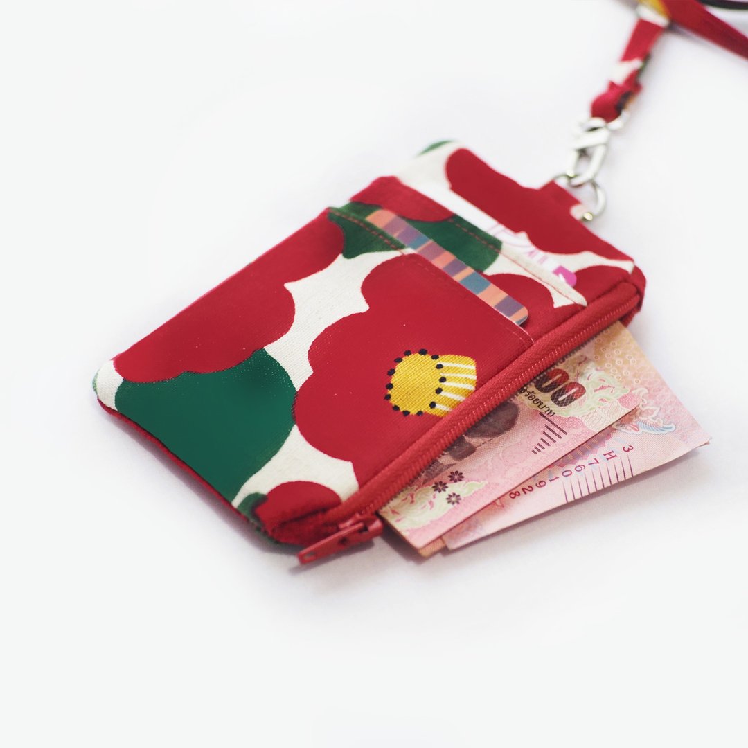 ID wallet Tsubaki collection 8x13 cm. - 零钱包 - 棉．麻 红色