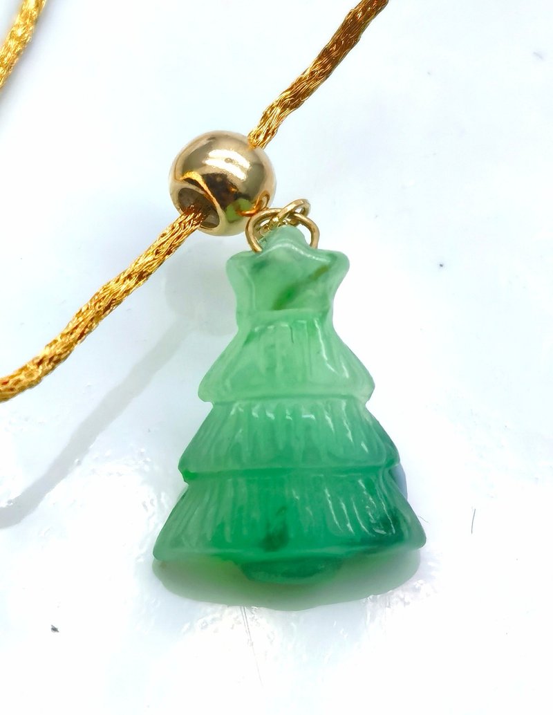 期间限定 - 圣诞树翡翠吊饰连18K黄金手链 - 手链/手环 - 宝石 