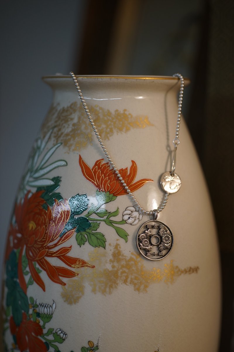 日本1967年后五十円缕空项链 - 项链 - 纯银 灰色