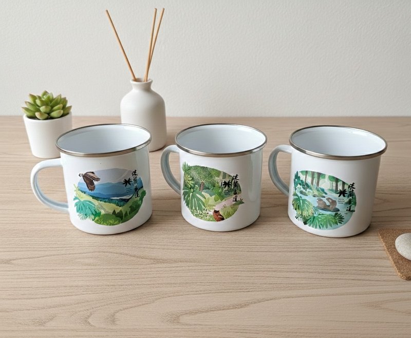 淡兰市集-珐琅杯 独家插画款 北路 / 中路 / 南路 露营杯 杯子 - 其他杯子 - 珐琅 白色