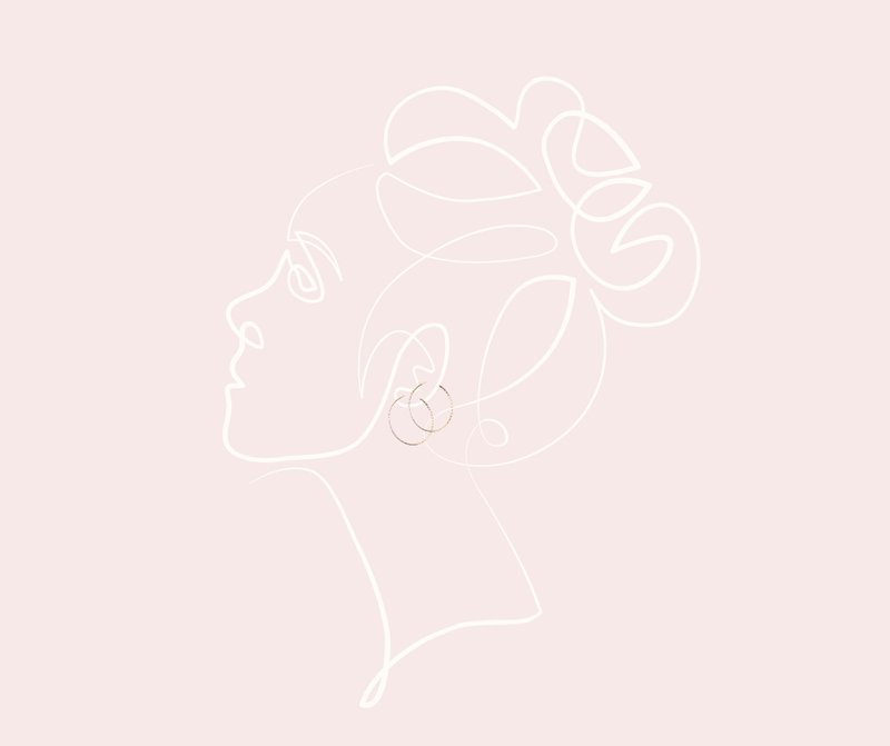 品牌Logo K金小耳圈 - 耳环/耳夹 - 银 金色