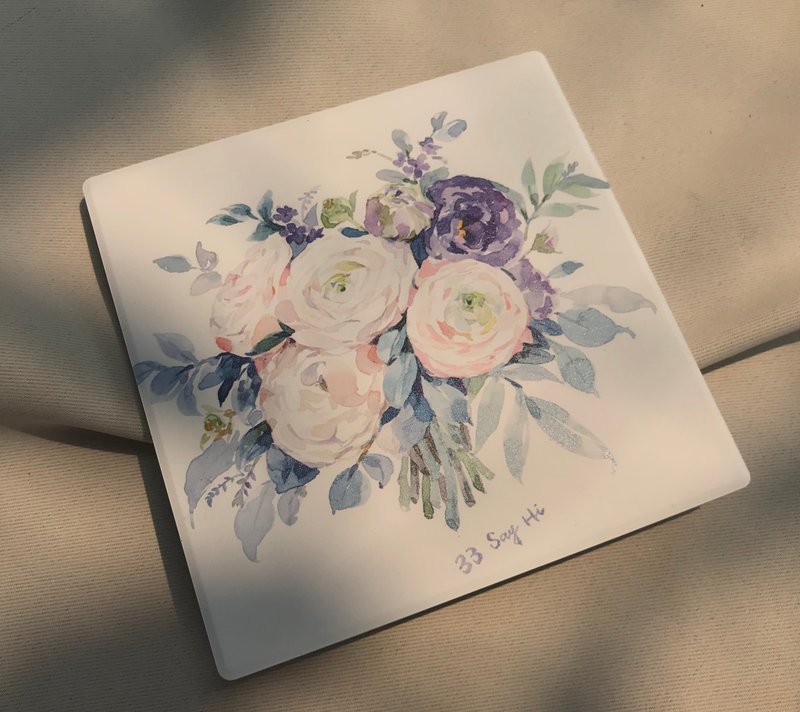 小花礼陶瓷吸水杯垫 - 杯垫 - 陶 