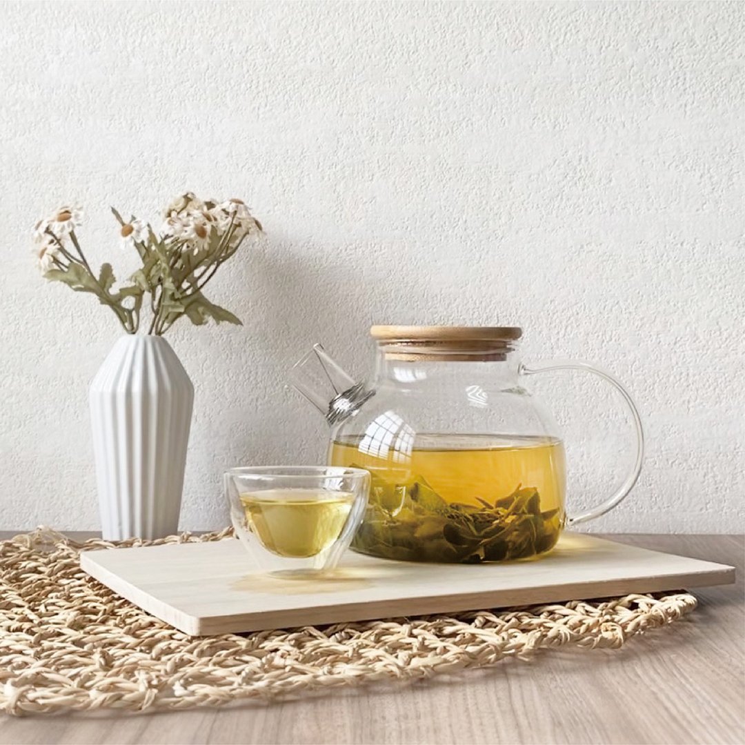 日式竹盖耐热玻璃壶 | 大容量茶壶 | 简约茶壶 | 1000CC - 茶具/茶杯 - 玻璃 透明